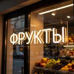 неоновая вывеска ФРУКТЫ
